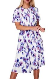 Hugo Boss Diplissee Pleated Floral Print Midi Dress Size 0 NWT