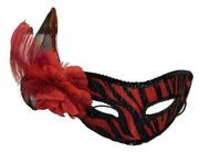 Venetian Feather Mardi Gras Masquerade Ball Eye Mask Party Halloween Costume Red