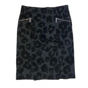 MICHAEL Michael Kors Women's Skirt Sz 4 Grey Black Cheetah Print Stretch Pencil