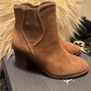 Splendid Womens Maisie  Chocolate Leather Pull On Dressy Ankle Boots Shoes NWT