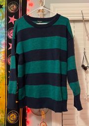 Vintage Blue and Green Striped Sweater 
