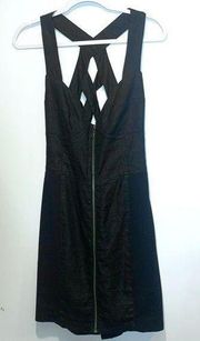 Opening Ceremony Black Linen Bustier Dress Exposed Front Zipper Cut Out