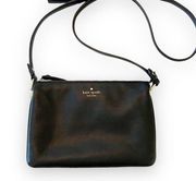 Kate Spade NY Black Leather Crossbody Triple Compartment Bag Purse
