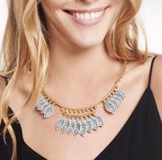 Stella & Dot Asher Statement Necklace Feather Boho Gold