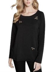 Karen Kane Bee Embellished Sweater Black Medium