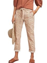 Anthropologie The Wanderer Tan Leopard Print Belted Utility Pants Size 32