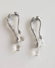 Silver Lucite Front Back Drip Abstract Earrings