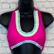 🇺🇸 Venus Hot Pink with Green & Blue Trim Bikini Top