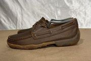 Bomber Boat Shoes Brown Leather Driving Moc Toe Lace Up WDM0003 Sz 6.5