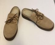 L.L. Bean lace up slip on suede clogs mules