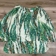 Eci Tropical Batwing Cold Shoulder Top Women’s Large