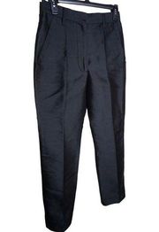 Marc Jacobs Black Silk Tapered Straight Leg Pants Sz‎ 2 Front Slant Pockets