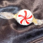 Vintage Peppermint Candy Painted Wood Brooch