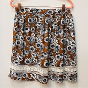 Loveappella boutique boho floral skirt navy blue brown
