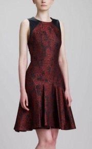 Jason Wu jacquard and leather flounce Dress 8