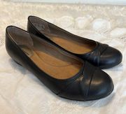 Hush Puppies Black Leather Comfort Shoes Women’s 8.5 Small Heel Casual Office