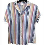 Laundry by Shelli Segal | Striped Multicolor | Linen Blend Blouse | Size Medium