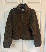 Collective Brown Cropped Quarter Zip Teddy Jackets