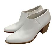 Vince Leather Pointed Toe Heeled Bootie Ankle Boots White Size 8.5