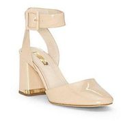 NEW Louise et Cie Mary Ankle Strap Patent Leather Heels in Tan / Cream