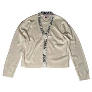 Tommy Hilfiger Button-Up V-Neck Cardigan Sweater Tommy Jeans Logo Womens Size S