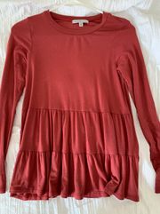 Burnt Red / Orange Peplum Long Sleeve