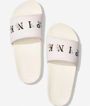 Pink Victoria’s Secret White One Strap Slide Large