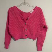 Pink Jessica Simpson Cropped Knit Button Cardigan Sweater