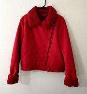 The Fifth Label Coat Womens Size M Red Faux Suede Sherpa Designer Red New