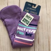 Brooks fun-seriously running socks unisex small medium purple Respect Her Run