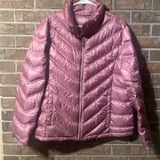 Purple pearl puffer jacket