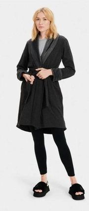 UGG Blanche II Lux Soft Shawl-Collar Spa Robe Bathrobe Black Bear Heather XL