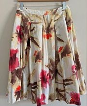 TALBOTS watercolor floral pleated knee length skirt