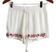 Anthropologie Raga White Rosemary Embroidered Shorts NWT Size S