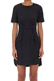 ALC A.L.C. Cleo crossover belted dress linen blend sz 4 black