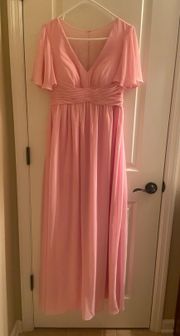 Pink V-Neck Prom Dress