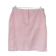 1270 L.L. Bean Pink White Pinstripe Skirt Size 10