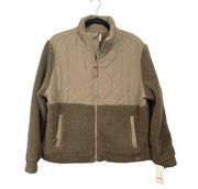 Liv Outdoor Dahlia Sherpa Burnt Olive Quilted Fleece Full Zip Jacket Large NWT