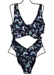 PINK Victorias Secret One Piece Swim XL Body Wrap Butterfly Black Monokini NEW