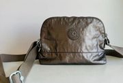 Kipling Metallic Silver Grey Medium Nylon Crossbody Bag