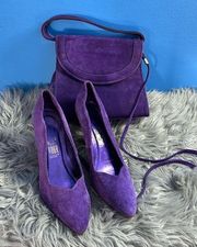 Rush Hour Vintage Purple Suede Pumps and Matching Purse