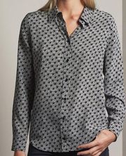 AG Sandra Silk Shirt Starline‎ True Black/ Ivory Size XS