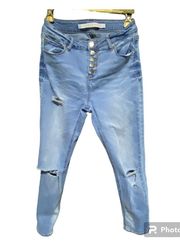 button up Ripped Jeans light blue women size 3