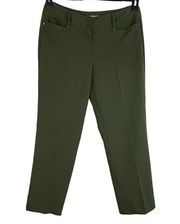 Dressbarn SZ 10 Dress Pants Pockets Stretch Mid-Rise Straight Creased Legs Green