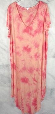 Lane Bryant LIVI Active Tie Dye Oversized Mumu Midi Maxi Dress Boho Hippie Plus