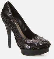 ☀️3/$25 Rachel Rachel Roy Keedan Black Sequin Sculpted Heels Size 8.5