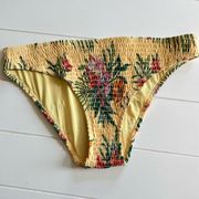 NWOT H&M light yellow floral bikini bottoms size 16