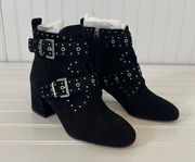 NWT Rebecca Minkoff Logan Studded Ankle Boots Black Block Heel Size 7.5