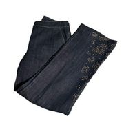 St. John Couture Embellished Straight- Leg Denim Jeans Rhinestones Mid-Rise Sz 8