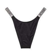 NWT  SWIM Shine Strap Brazilian Bikini Bottom in black